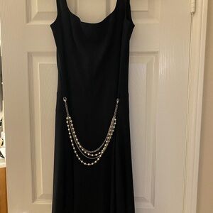 Moda Black Sheath Dress with Silver Chain Detail